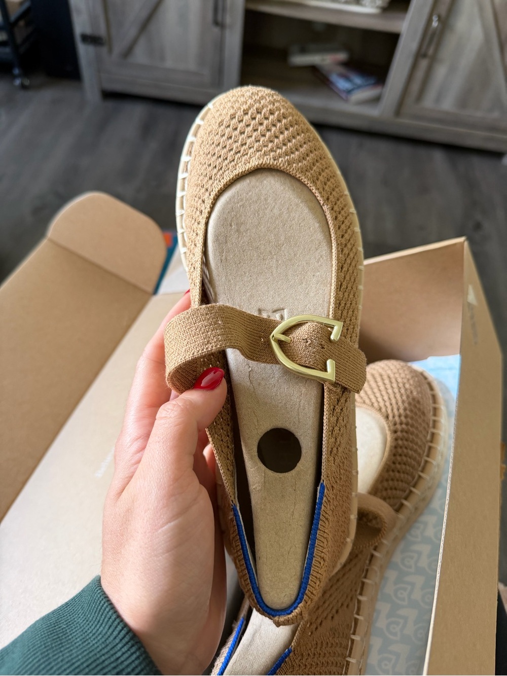 Rothy’s Women’s Knit Mary Jane Flats in Camel